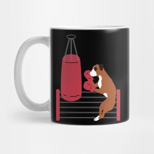 Boxing Boxer Dog Hitting A Punching Bag Mug